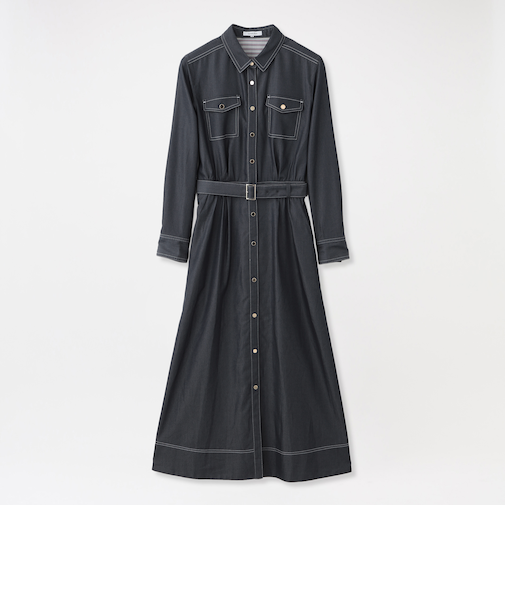 ブロッキングシャツカラードレス