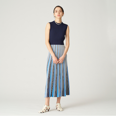 【ドラマ着用商品】ストライプブロッキングニットドレス