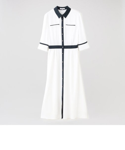 【ドラマ着用商品】ホワイトバイカラーシャツドレス