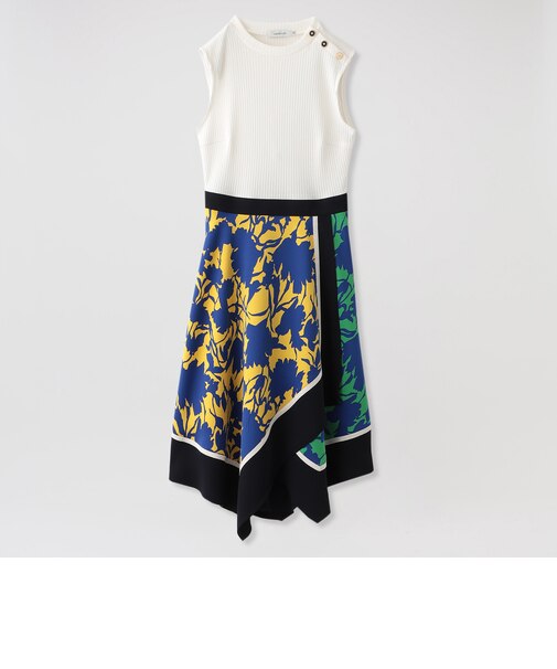 ホワイトカラーブロックドレス