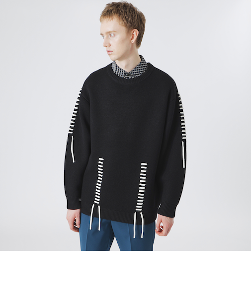 【UNISEX】ポイントスレッドクルーネック