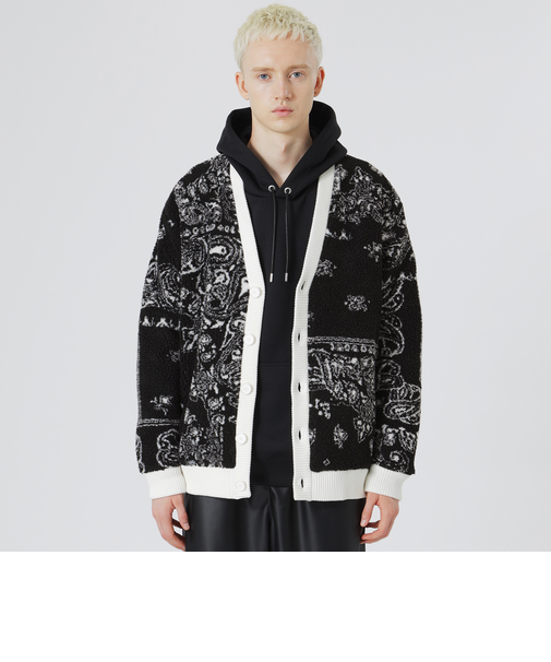 【Safari12月号掲載】【UNISEX】ペイズリーボアコンビニットカーデ