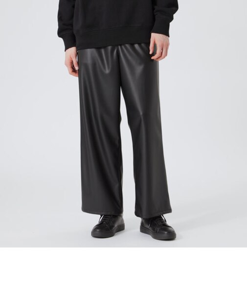 シンセティックレザー イージーワイドパンツ