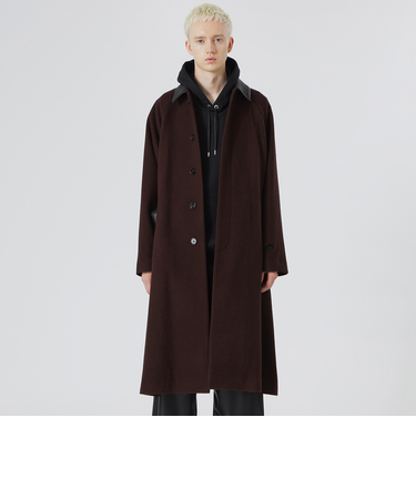 ベルテッド ステンカラーウールコート