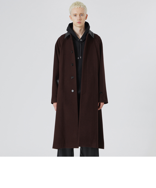 ベルテッド ステンカラーウールコート