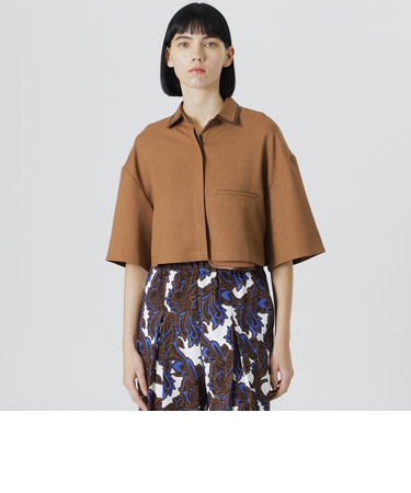 【手洗い可】クロップドハーフスリーブシャツ