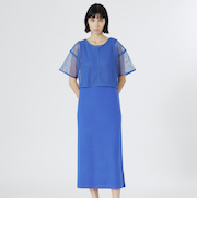 メッシュレイヤードカットソーワンピース