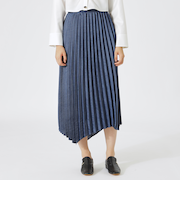 デニムアシンメトリープリーツスカート