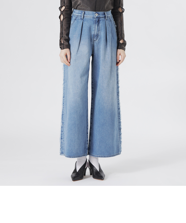 サイドフリンジワイドデニム