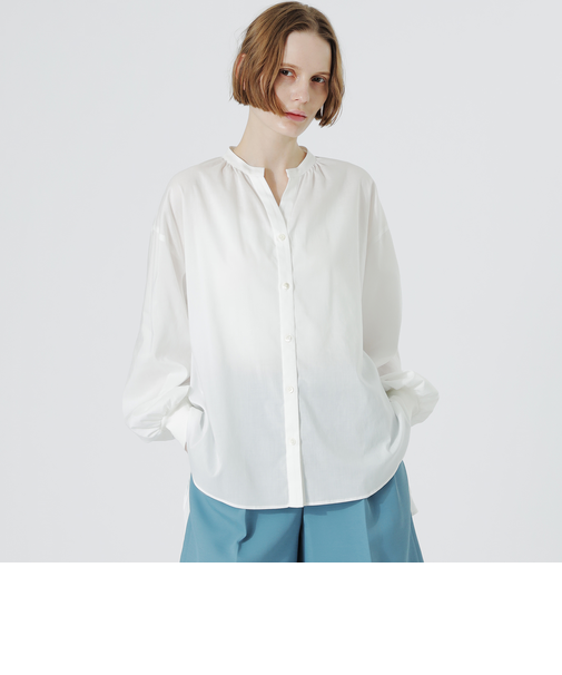 リネンミックスギャザーブラウス