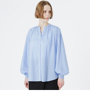 リネンミックスギャザーブラウス