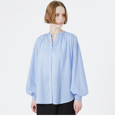 リネンミックスギャザーブラウス