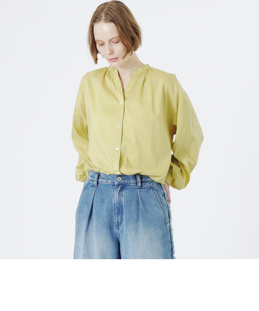 リネンミックスギャザーブラウス