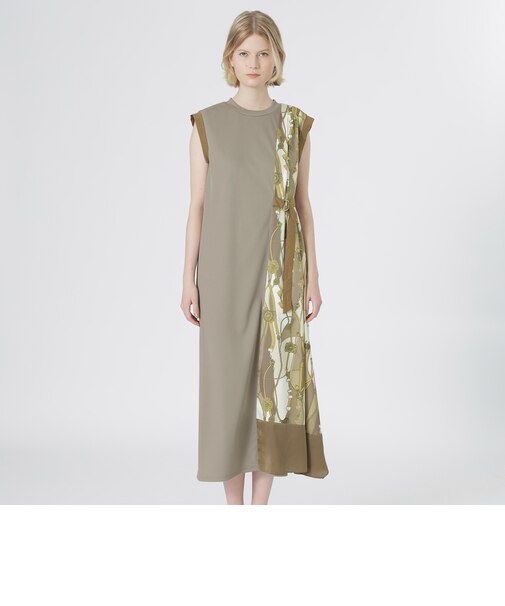 スカーフサイドブロッキングワンピース