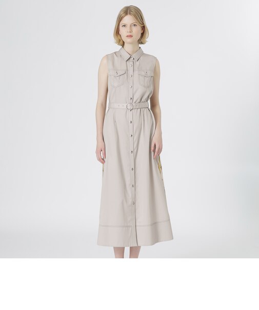 バックスカーフノースリーブワンピース