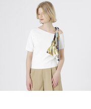 スカーフコンビカットアウトニット