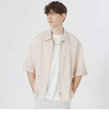 ペタルムヨーリューストライプジップアップシャツ