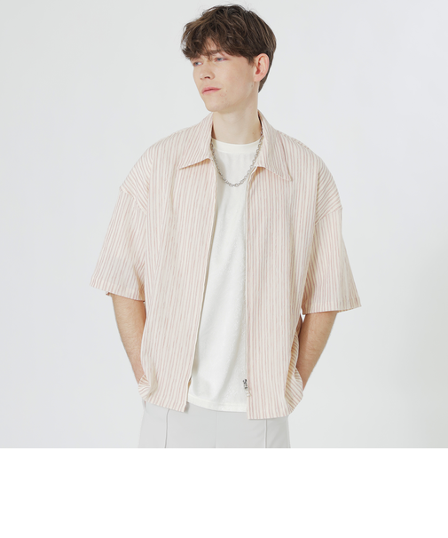 ペタルムヨーリューストライプジップアップシャツ