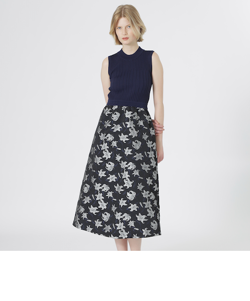 ニットブロックワンピース