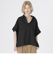 エージングドビーハーフジップブラウス