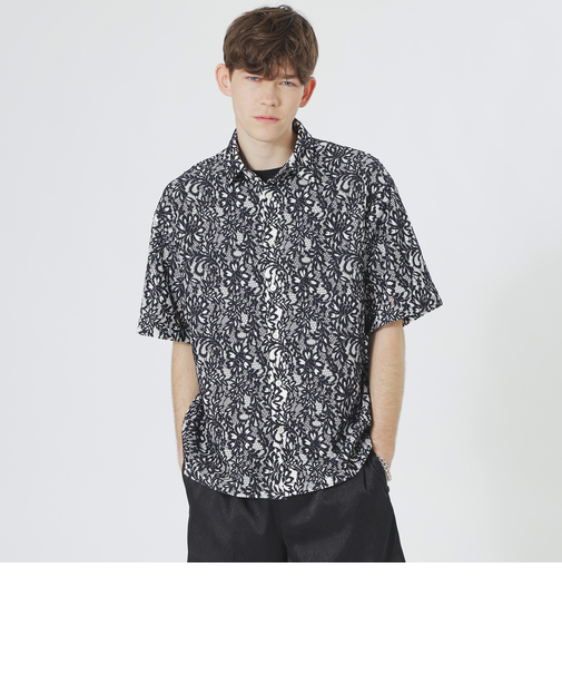 バイカラーレースショートスリーブシャツ