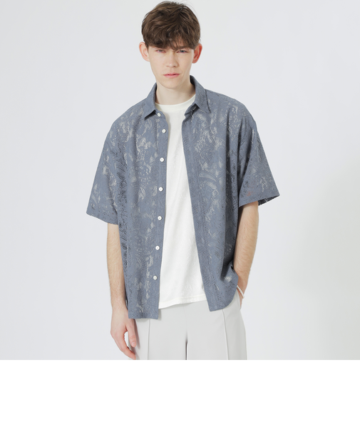 ペイズリーレースショートスリーブシャツ