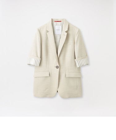 ウォッシャブルスラブツイルハーフスリーブジャケット