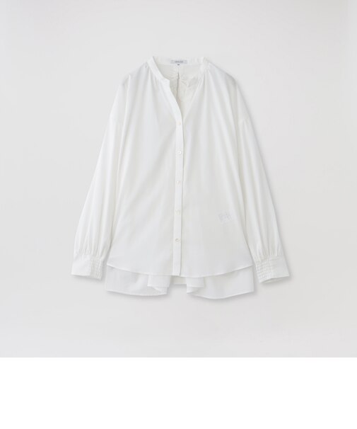 リネンミックスギャザーブラウス