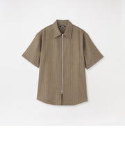 スラブストライプショートスリーブZIPシャツ