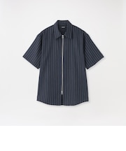 スラブストライプショートスリーブZIPシャツ