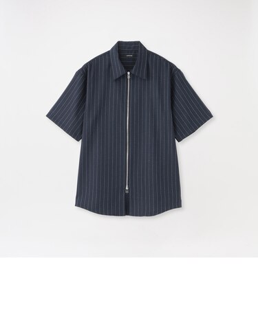 スラブストライプショートスリーブZIPシャツ