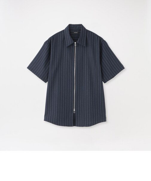 スラブストライプショートスリーブZIPシャツ