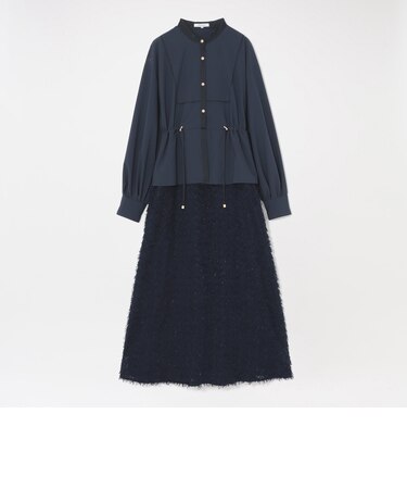 ラメカットジャカード ドッキングドレス