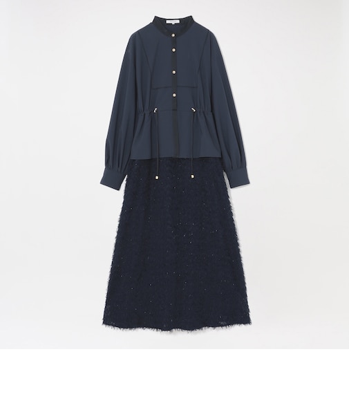 ラメカットジャカード ドッキングドレス