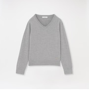 【CASHWOOL】 ウォッシャブルラメVネックニット