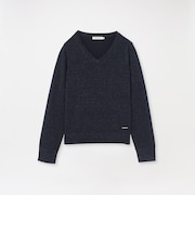 【CASHWOOL】 ウォッシャブルラメVネックニット