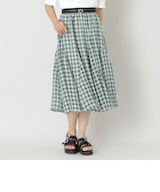 ギンガムサッカー フレアスカート