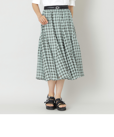 ギンガムサッカー フレアスカート