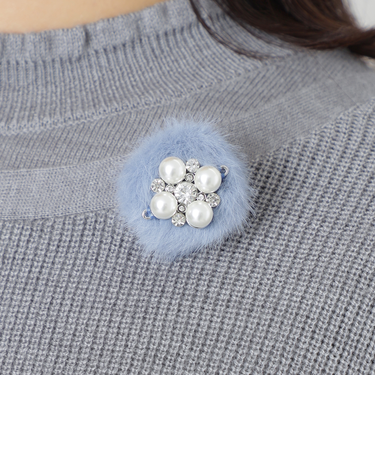 フェイクファー プチブローチ