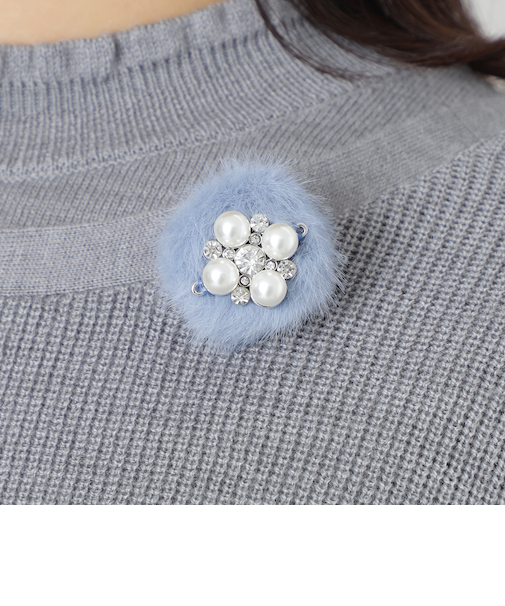 フェイクファー プチブローチ