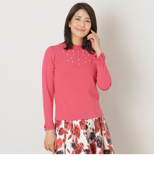 レーヨンポリエステル ハイネックニット