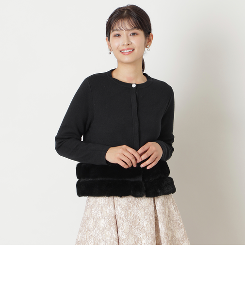 【L】フェイクファーコンビ ボレロ