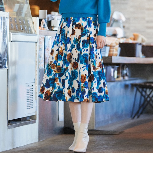 トゥービーシック TO BE CHIC フラワースカート ロング フレア 大きい 