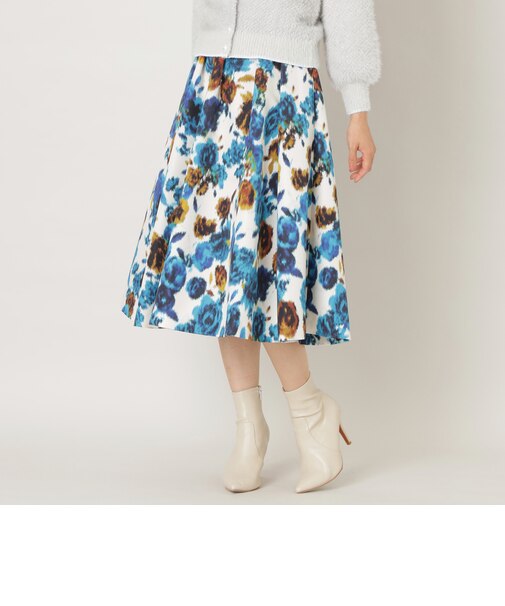 フラワープリント フレアスカート