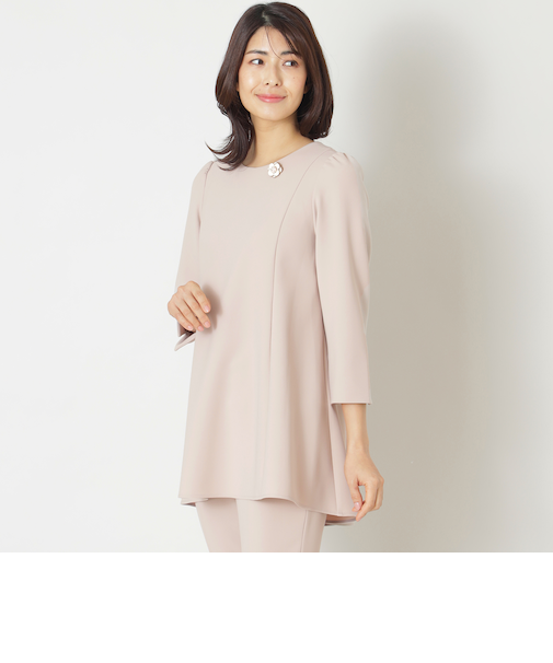 ストレッチダブルクロス チュニックブラウス