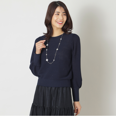 スパンコールボリュームスリーブ ニット