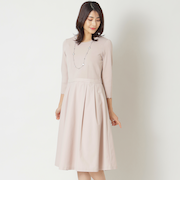 ニットタフタコンビスカラップ ワンピース