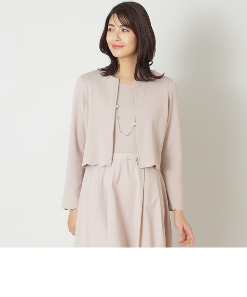 スカラップジップ ショートカーディガン