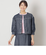 リアクティブデニム ノーカラー ジャケット
