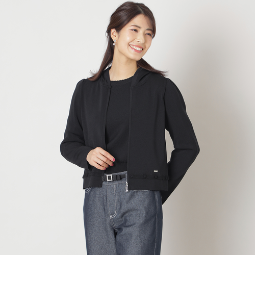 レーヨンナイロン フリルフーディー ニット｜トゥービーシックの通販